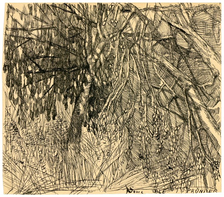 Auf diesem Bild ist das folgende Kunstwerk zu sehen: Louis Soutter. „Jonc, blé, prunier“. 1930-37.
