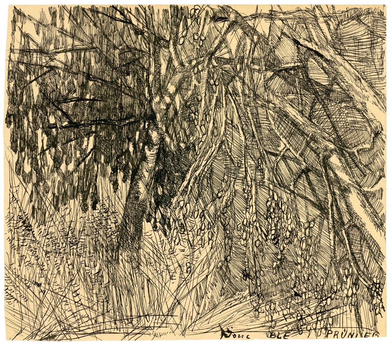 Auf diesem Bild ist das folgende Kunstwerk zu sehen: Louis Soutter. „Jonc, blé, prunier“. 1930-37.