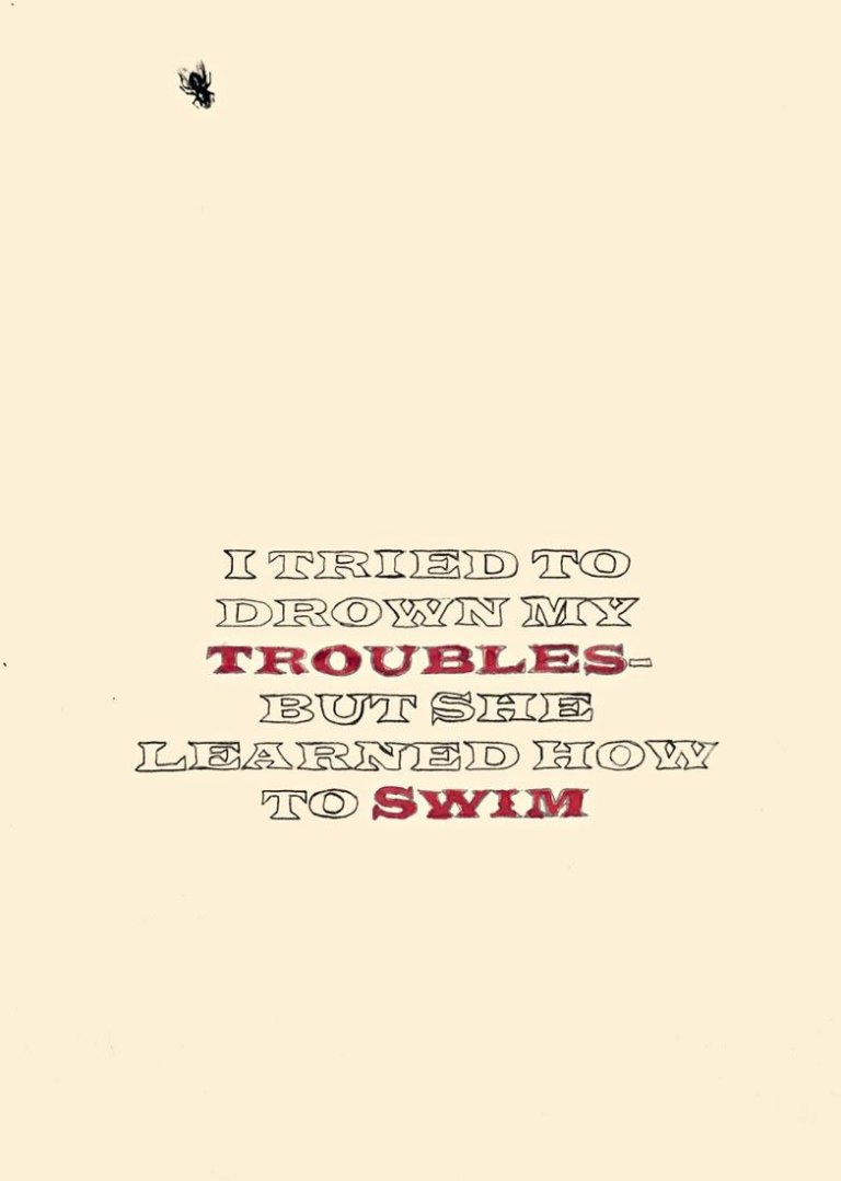 Auf diesem Bild ist das folgende Kunstwerk zu sehen: Friedrich Kunath. I tried to drown my troubles. Um 1994.