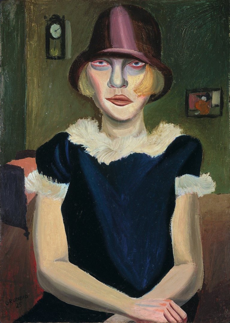 This picture shows the following artwork: Hans Grundig. „Mädchen mit rosa Hut“. 1925.