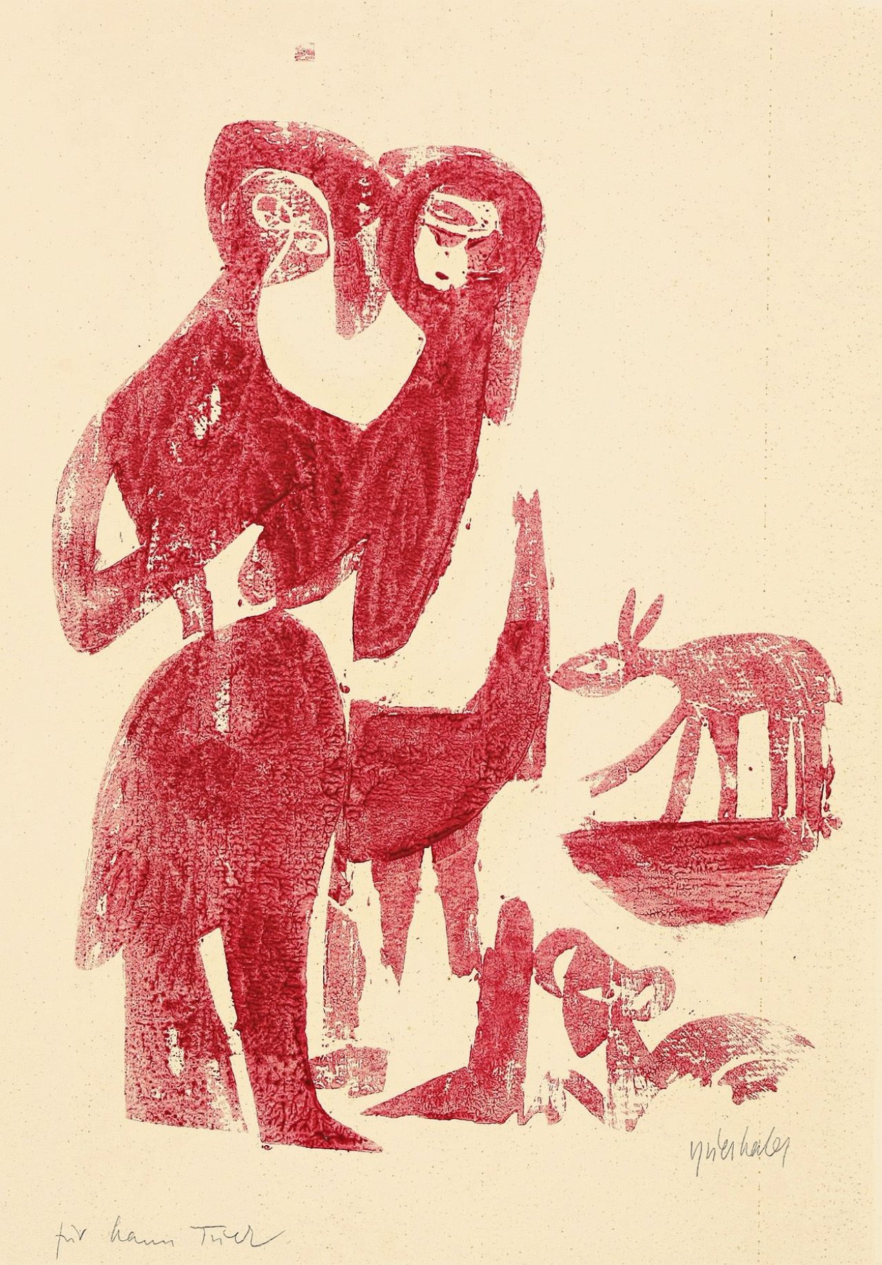 Auf diesem Bild ist das folgende Kunstwerk zu sehen: HAP Grieshaber. „Abschied“. 1949.