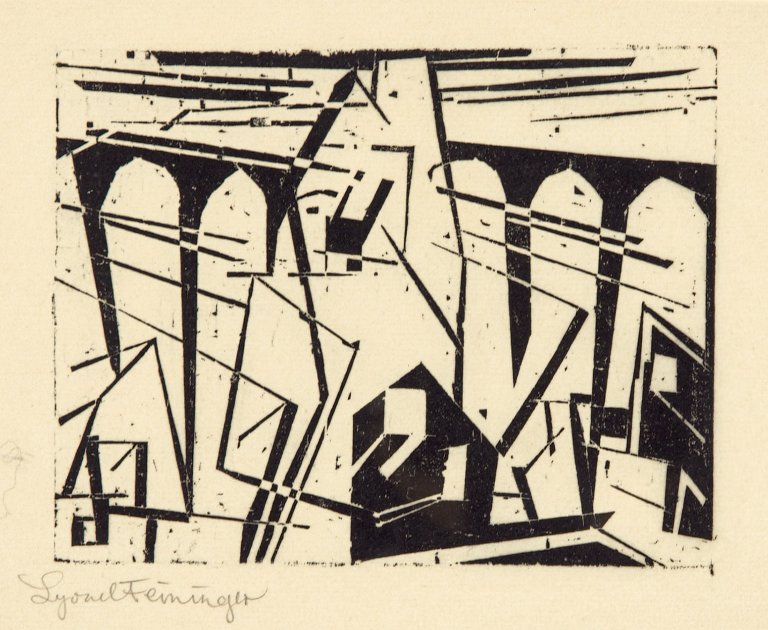 Auf diesem Bild ist das folgende Kunstwerk zu sehen: Lyonel Feininger. „Viadukt“. 1918.