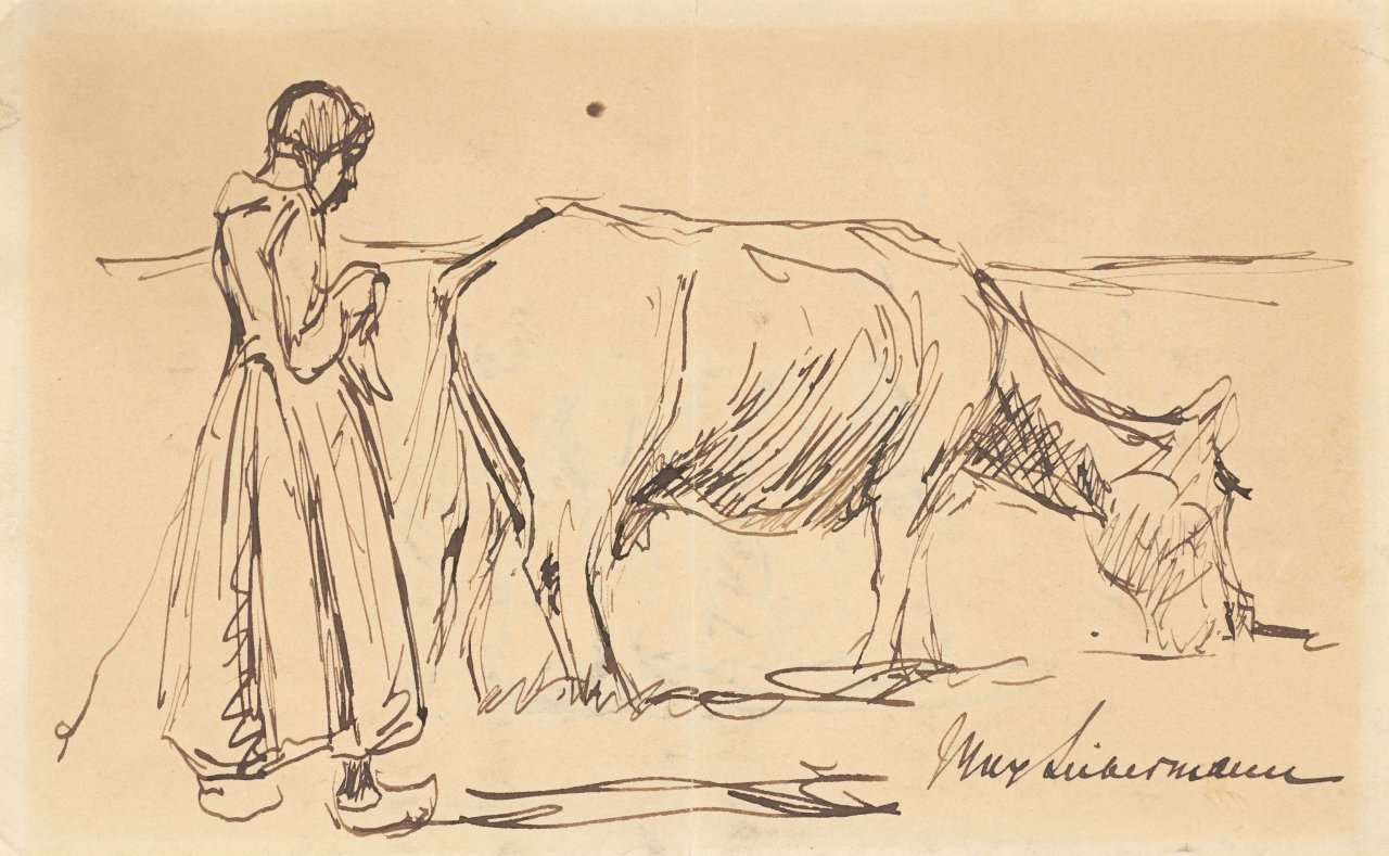 This picture shows the following artwork: Max Liebermann. ”Strickende Kuhhirtin”. Circa 1915.
