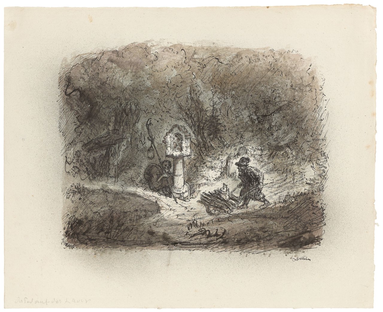 Auf diesem Bild ist das folgende Kunstwerk zu sehen: Alfred Kubin. „Der Tod auf der Lauer“. 1920er-Jahre.