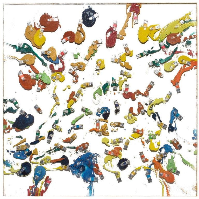 Auf diesem Bild ist das folgende Kunstwerk zu sehen:  Arman. Tubes Couleur Suédois II. 1973.