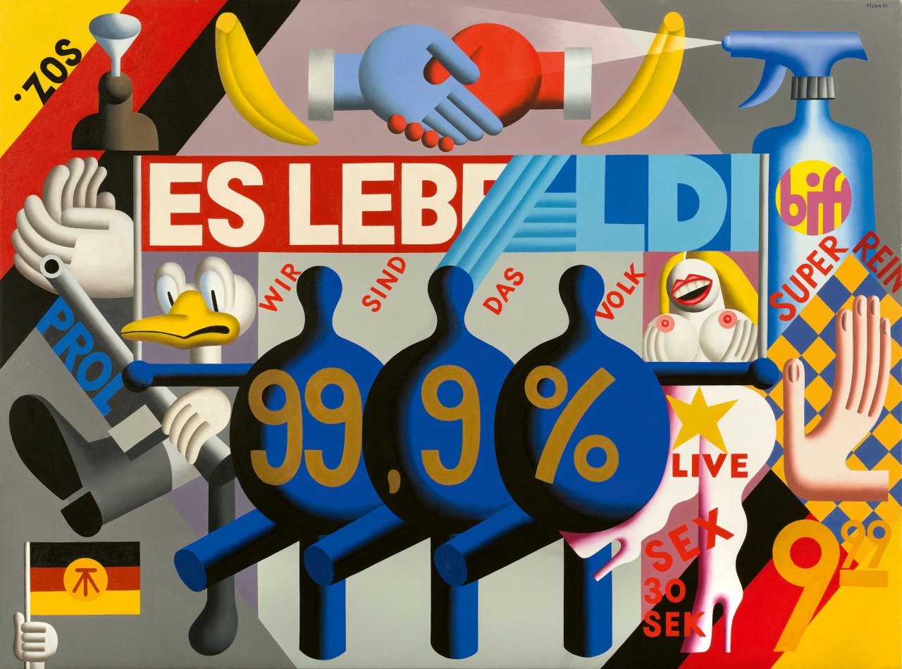 Auf diesem Bild ist das folgende Kunstwerk zu sehen: Hans Ticha. „Es wächst zusammen“. 1991.