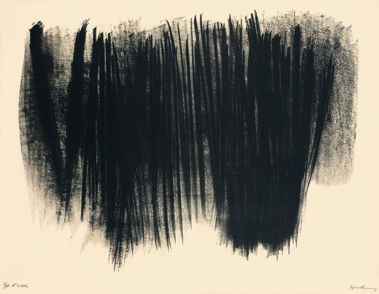 Auf diesem Bild ist das folgende Kunstwerk zu sehen: Hans Hartung. „L 73“. 1958.