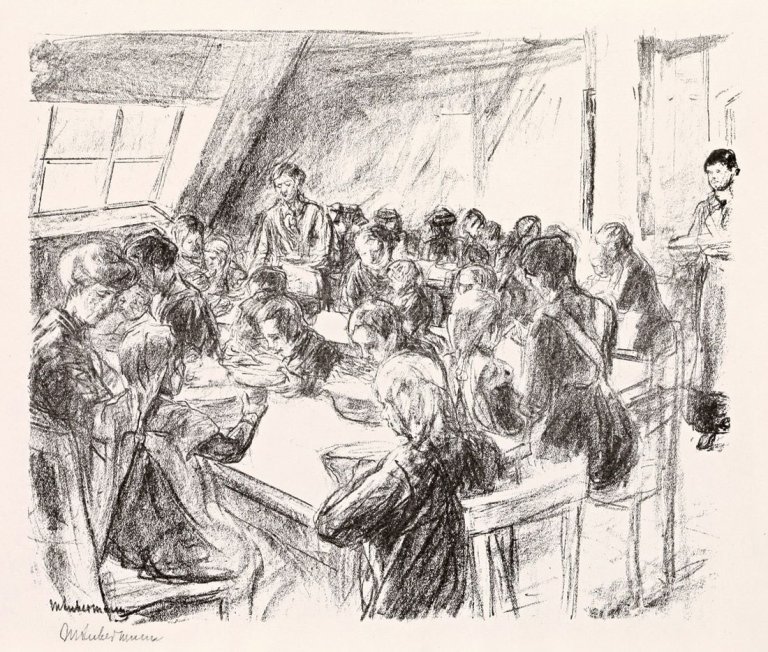 Auf diesem Bild ist das folgende Kunstwerk zu sehen: Max Liebermann. „Kindervolksküche“. 1915.