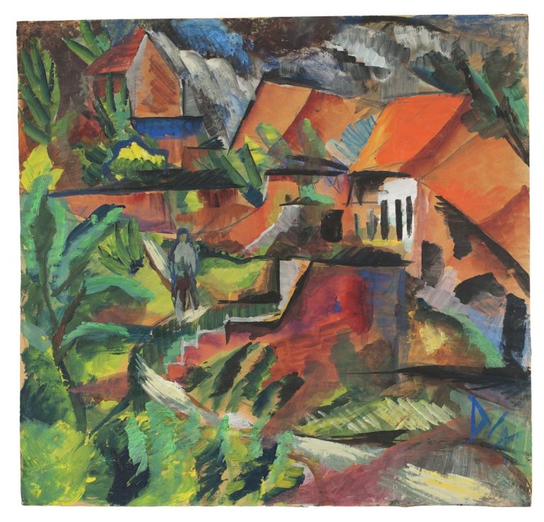 Auf diesem Bild ist das folgende Kunstwerk zu sehen: Otto Dix. „Häuserreihe“. Um 1916.