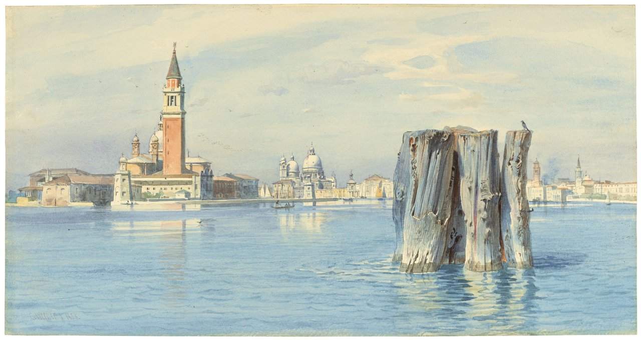 Auf diesem Bild ist das folgende Kunstwerk zu sehen: Carl Friedrich Heinrich Werner. Blick auf Venedig. 1854.