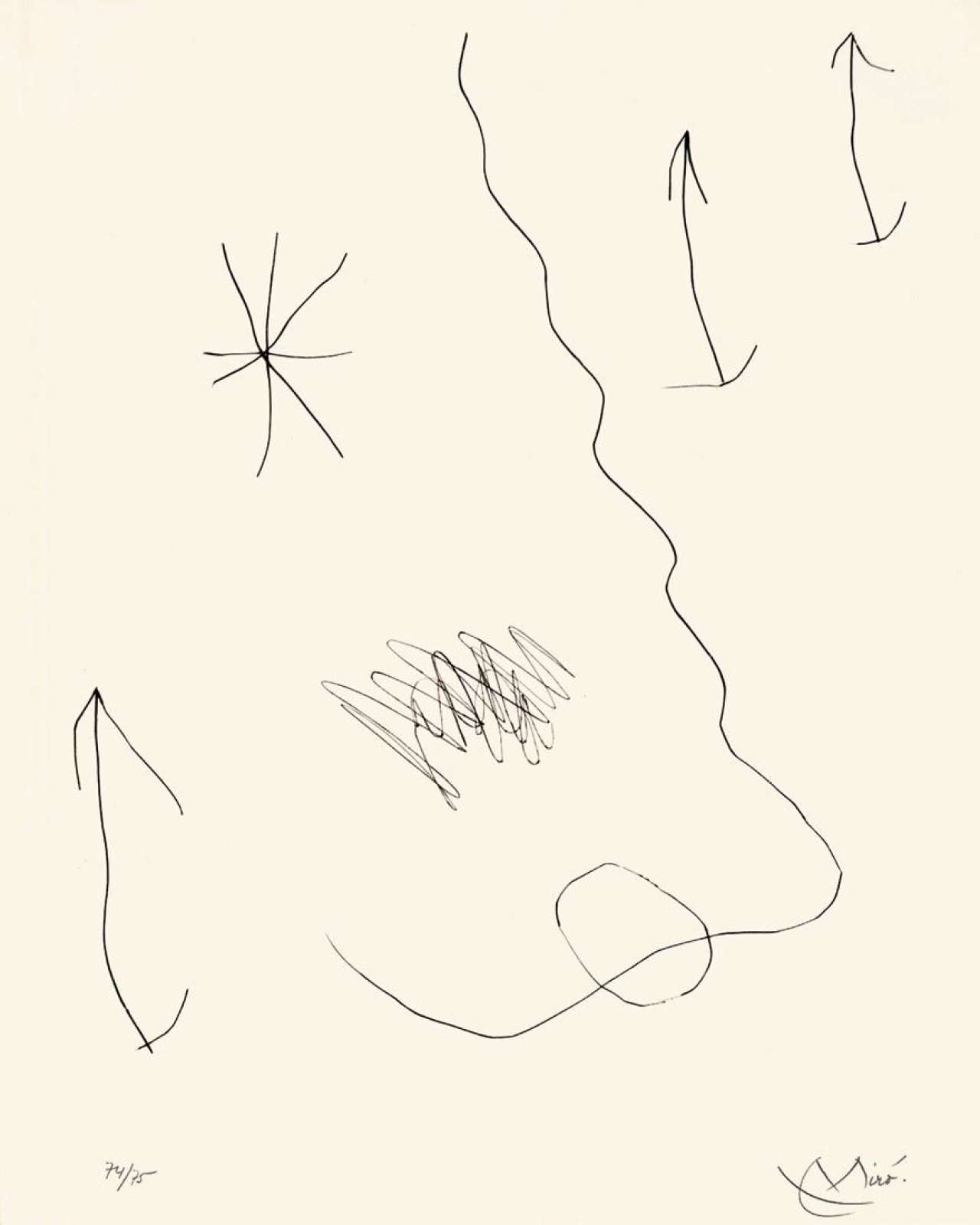 Auf diesem Bild ist das folgende Kunstwerk zu sehen: Joan Miró. Aus: „Journal d'un Graveur“. 1975.