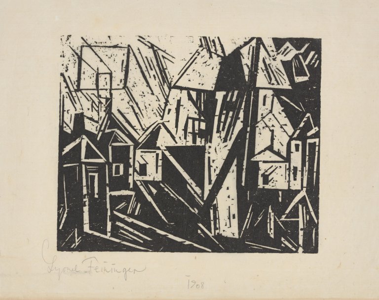 Auf diesem Bild ist das folgende Kunstwerk zu sehen: Lyonel Feininger. „Dorf“. 1919.