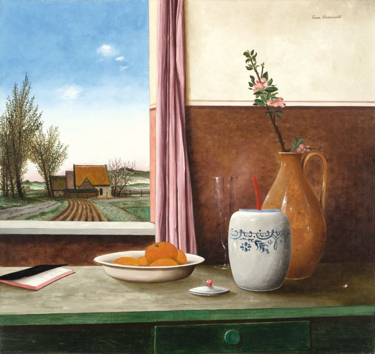 Auf diesem Bild ist das folgende Kunstwerk zu sehen: Franz Radziwill. „Stilleben mit Apfelblütenzweig“. 1941.