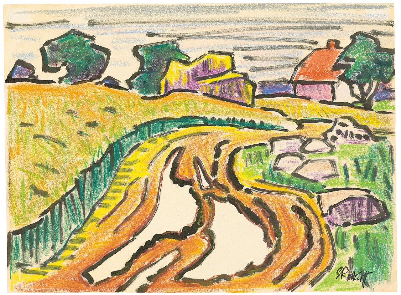 Auf diesem Bild ist das folgende Kunstwerk zu sehen: Karl Schmidt-Rottluff. Landschaft. 1960.