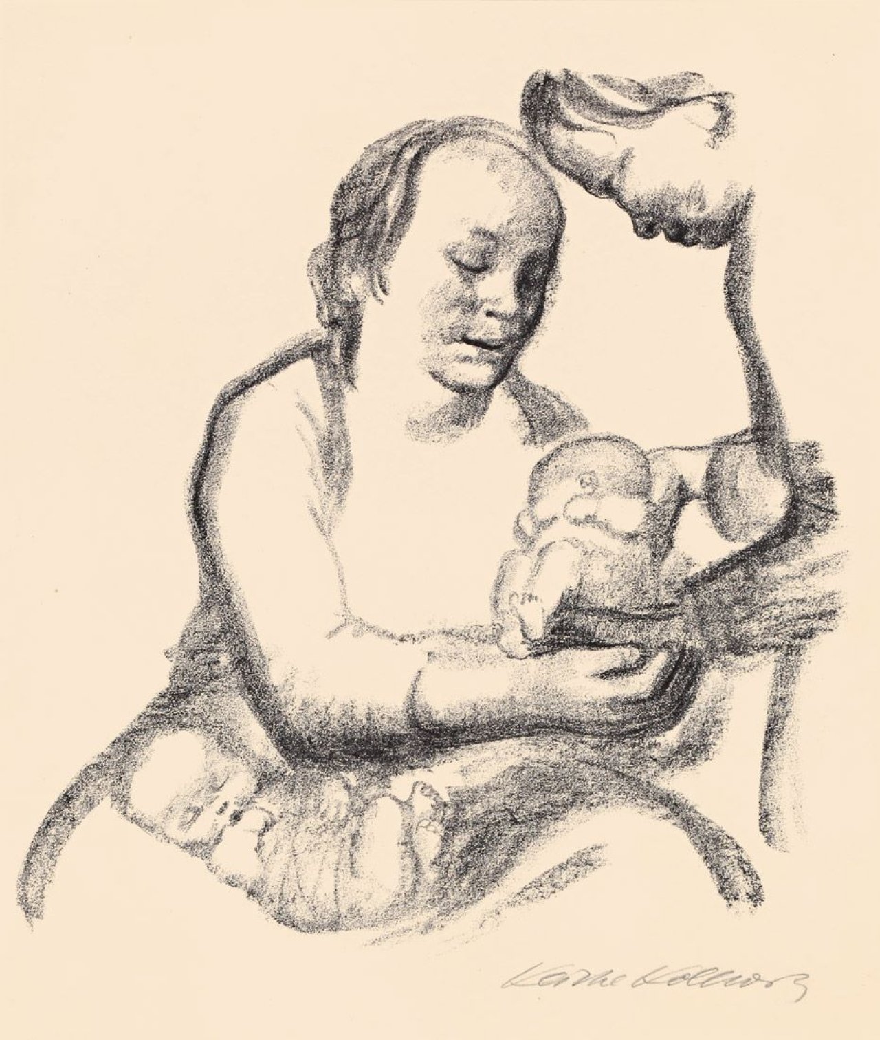 Auf diesem Bild ist das folgende Kunstwerk zu sehen: Käthe Kollwitz. „Mütter gebt von Eurem Überfluss!“. 1926.