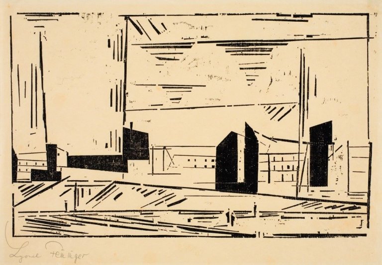 Auf diesem Bild ist das folgende Kunstwerk zu sehen: Lyonel Feininger. „Vorstadt, 1“. 1924.