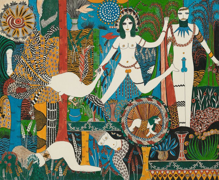 This picture shows the following artwork: Dorothy Iannone. Flora and Fauna. Circa 1973.