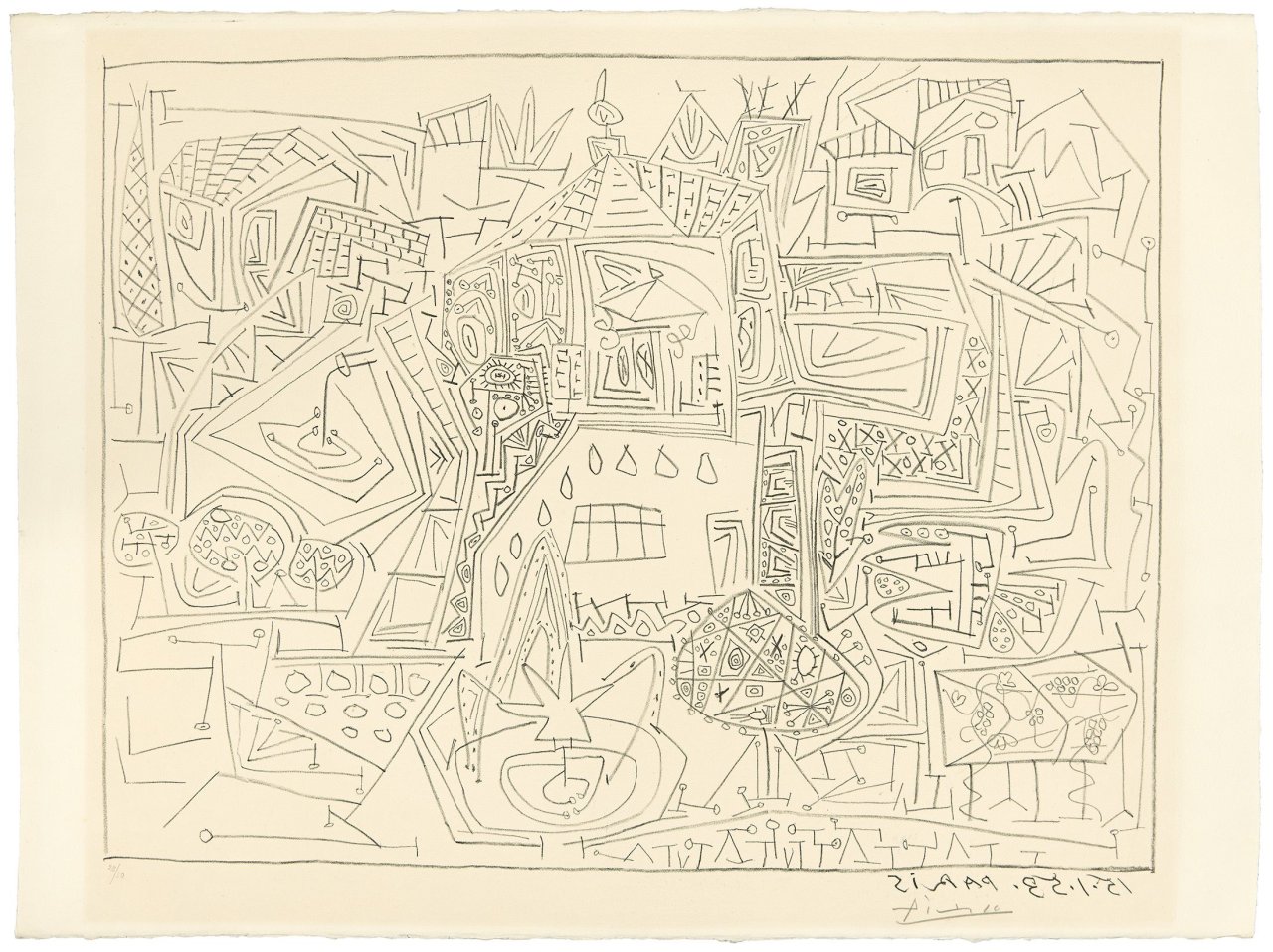 Auf diesem Bild ist das folgende Kunstwerk zu sehen: Pablo Picasso. „Jardin à Vallauris“. 1953.