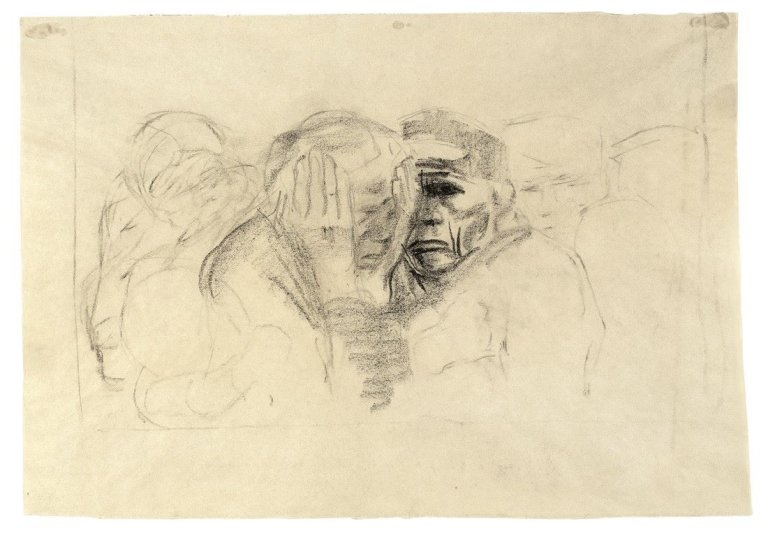 Auf diesem Bild ist das folgende Kunstwerk zu sehen: Käthe Kollwitz. „Leidendes Volk“. 1923.