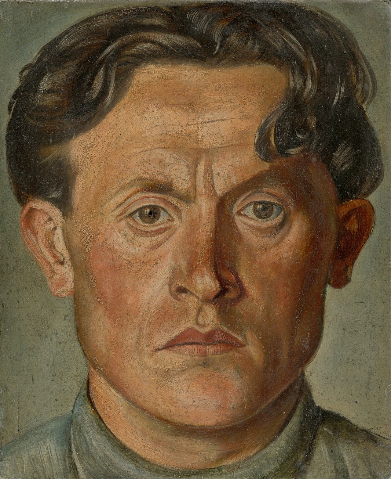 Auf diesem Bild ist das folgende Kunstwerk zu sehen: Curt Querner. „Selbstbildnis mit herabfallendem Haar“. 1934.