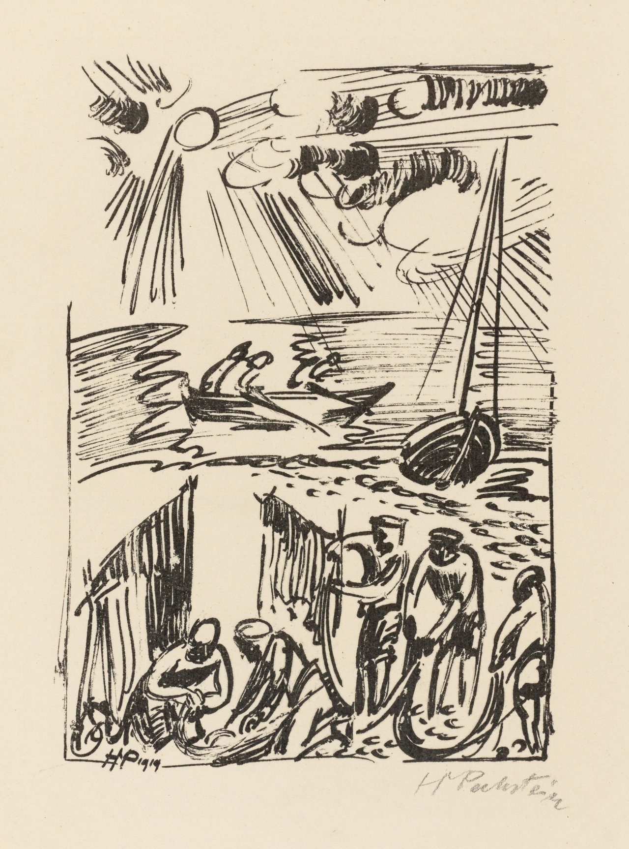 Auf diesem Bild ist das folgende Kunstwerk zu sehen: Max Pechstein. „Fischer“. 1919.
