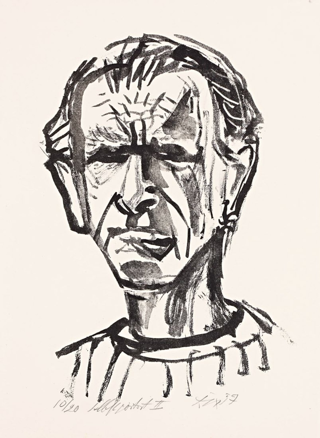 Auf diesem Bild ist das folgende Kunstwerk zu sehen: Otto Dix. „Selbstbildnis II“. 1957.