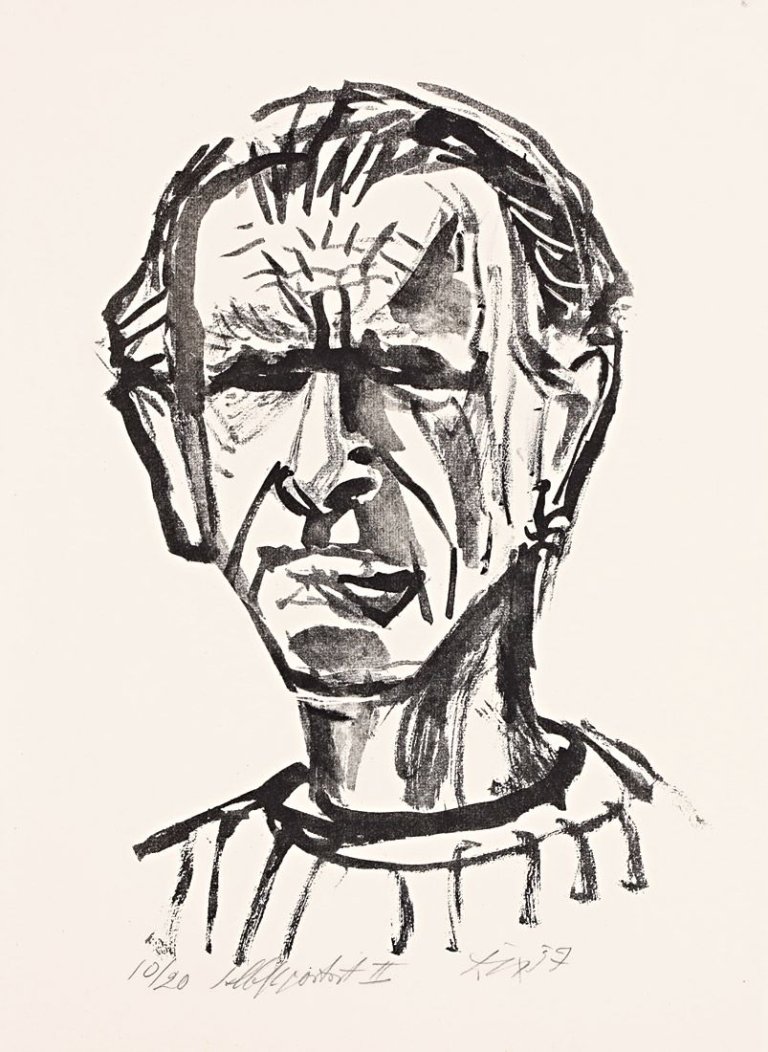 Auf diesem Bild ist das folgende Kunstwerk zu sehen: Otto Dix. „Selbstbildnis II“. 1957.