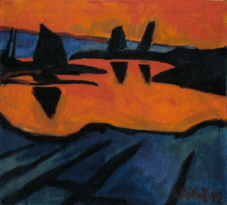 Auf diesem Bild ist das folgende Kunstwerk zu sehen: Karl Schmidt-Rottluff. Watt bei Ebbe. 1912.