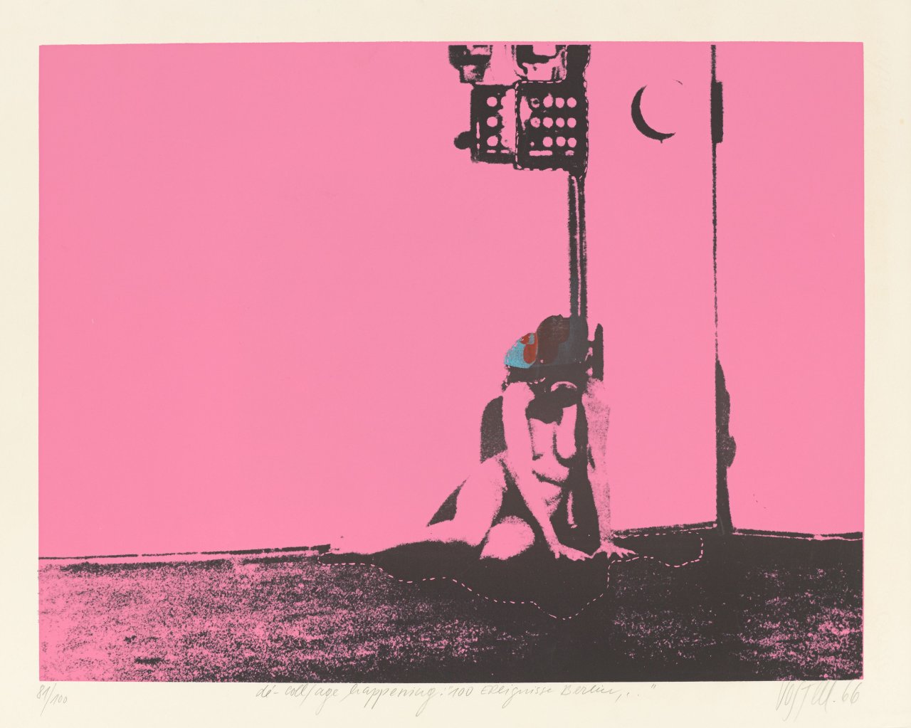 This picture shows the following artwork: Wolf Vostell. „dé-coll/age happening: „100 Ereignisse Berlin, ...“ Frau mit Gasmaske“. 1966.