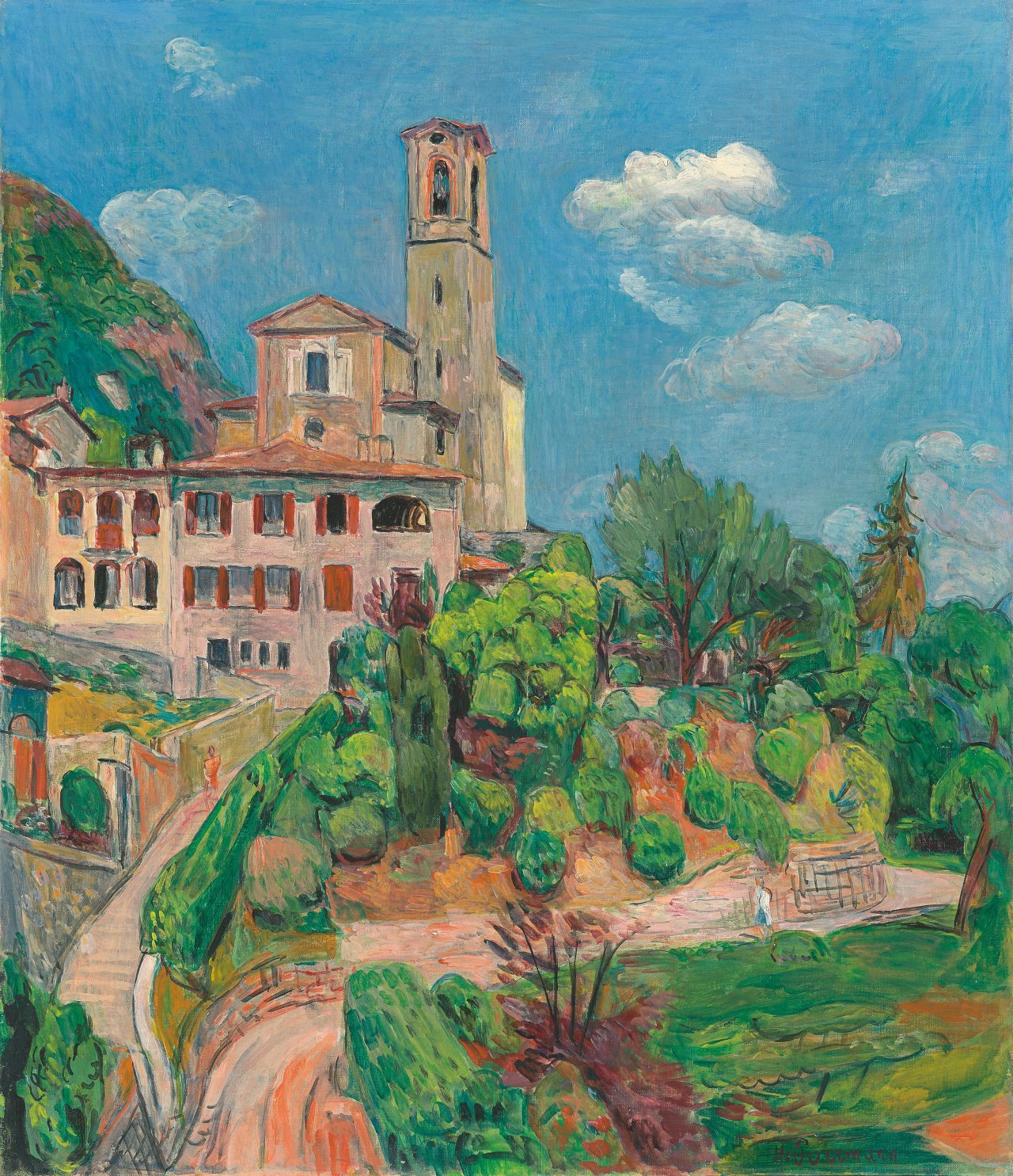 This picture shows the following artwork: Hans Purrmann. ”Kirche in Castagnola”. 1943.