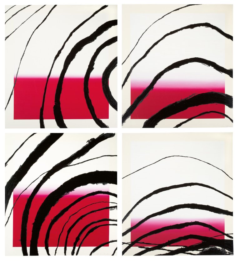 Auf diesem Bild ist das folgende Kunstwerk zu sehen: Julian Schnabel. Last attempt at attracting butterflies I, II, III, IV. 1995.