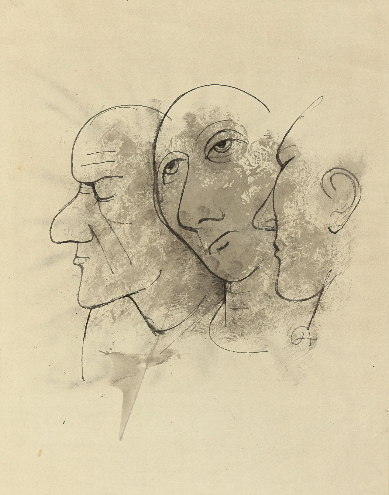 This picture shows the following artwork: Karl Hofer. Drei Köpfe. Circa 1948/49.