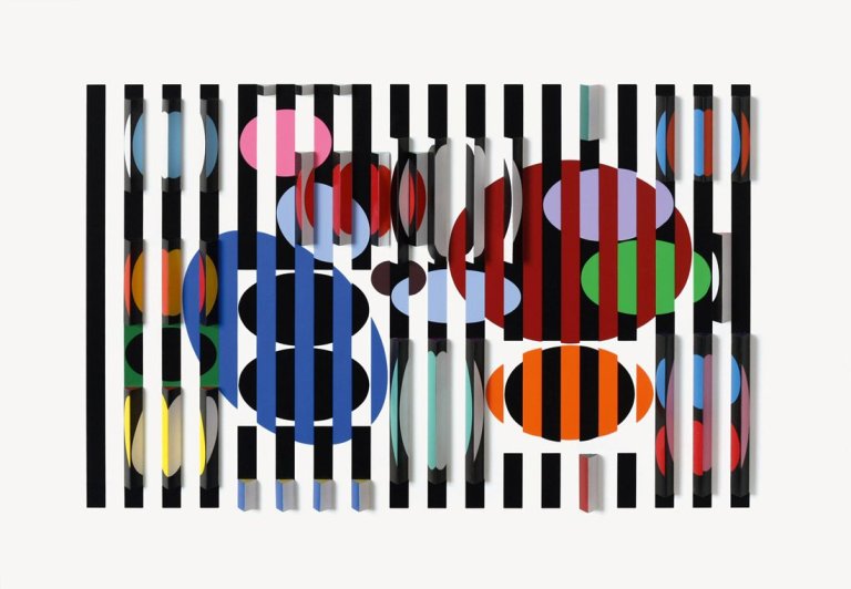 Auf diesem Bild ist das folgende Kunstwerk zu sehen: Yaacov Agam. „2x3=4“. 1981.