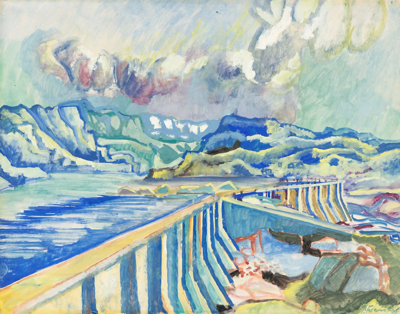 Auf diesem Bild ist das folgende Kunstwerk zu sehen: Bruno Krauskopf. Talsperre.