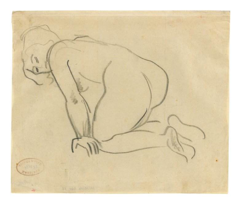 Auf diesem Bild ist das folgende Kunstwerk zu sehen: August Macke. „Weiblicher Akt 76“. 1912.