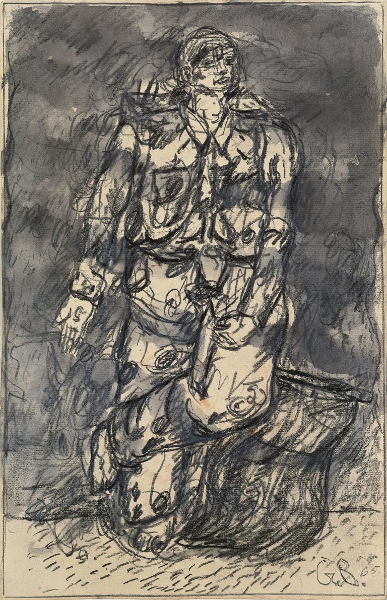 This picture shows the following artwork: Georg Baselitz. Held mit Fahne. 1965.