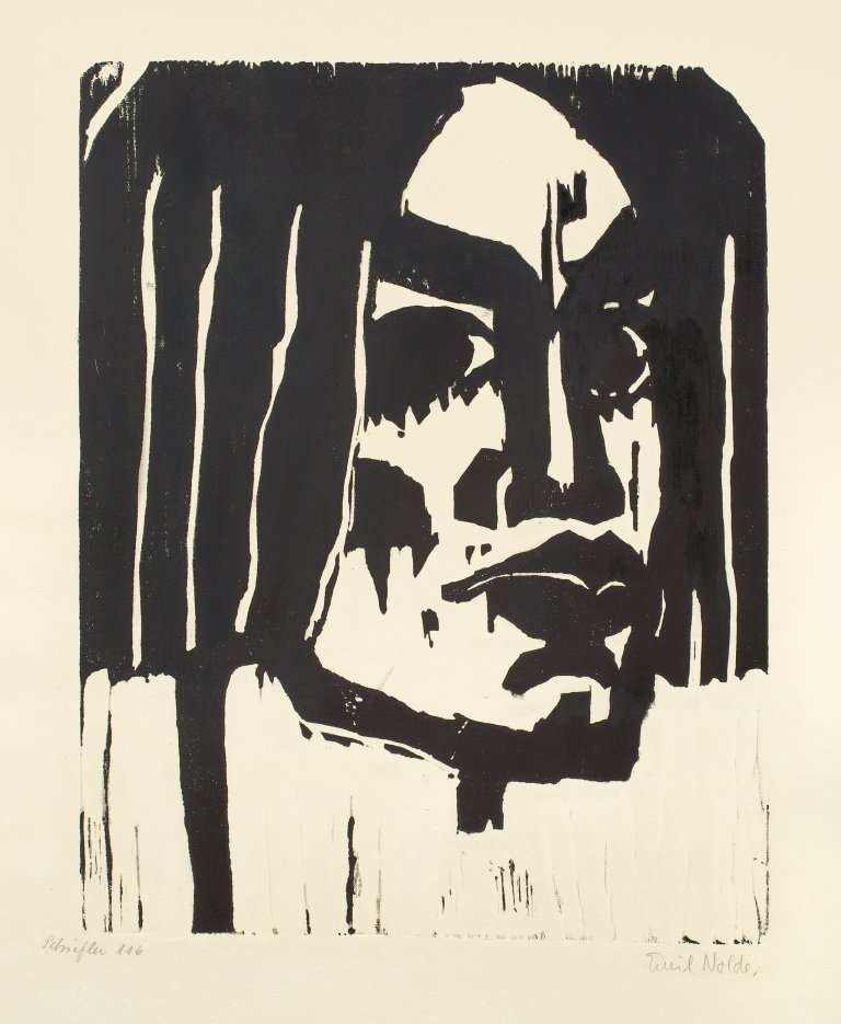 This picture shows the following artwork: Emil Nolde. „Frauenkopf III“. 1912.