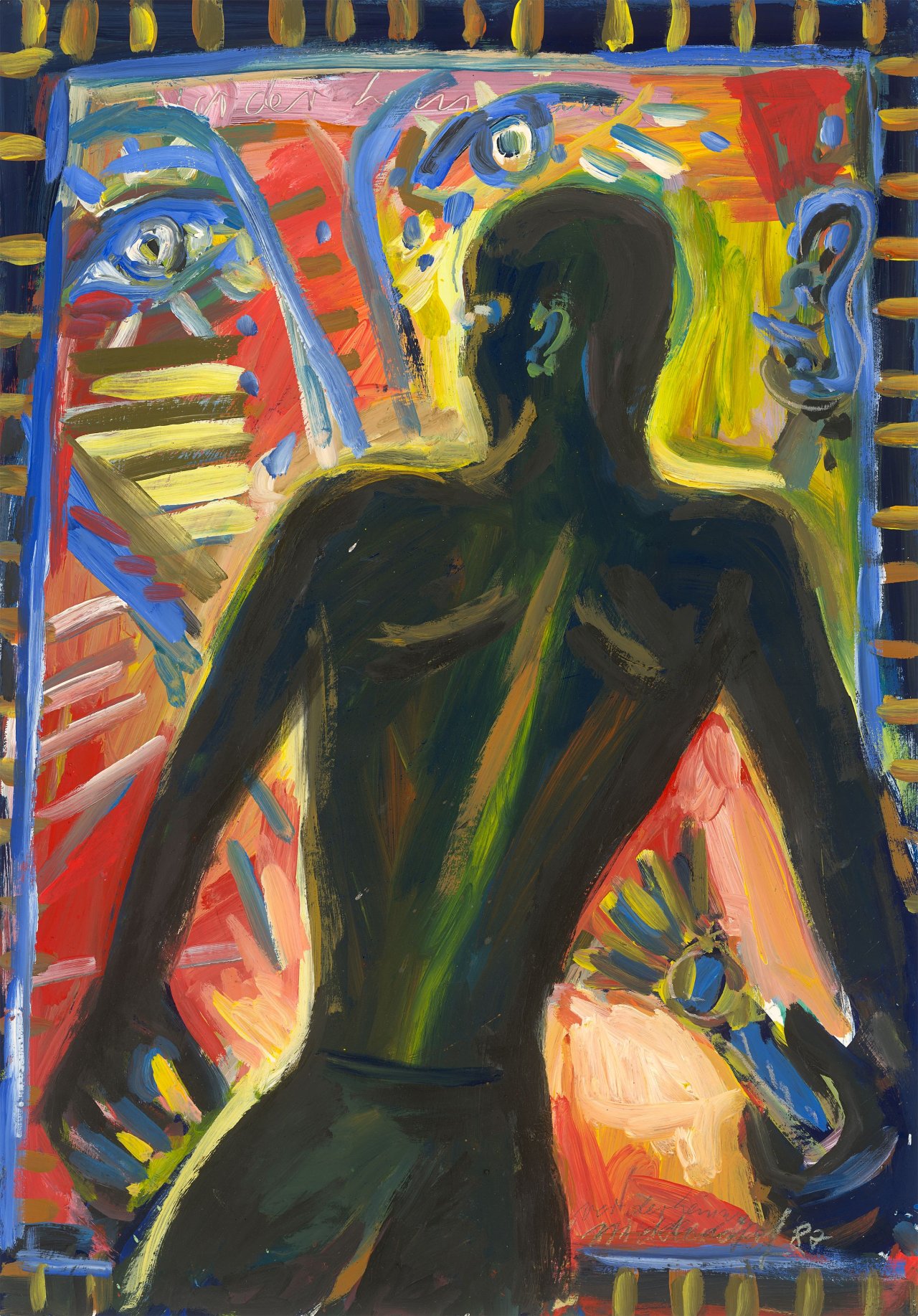 Auf diesem Bild ist das folgende Kunstwerk zu sehen: Helmut Middendorf. „Vor der Leinwand“. 1987.