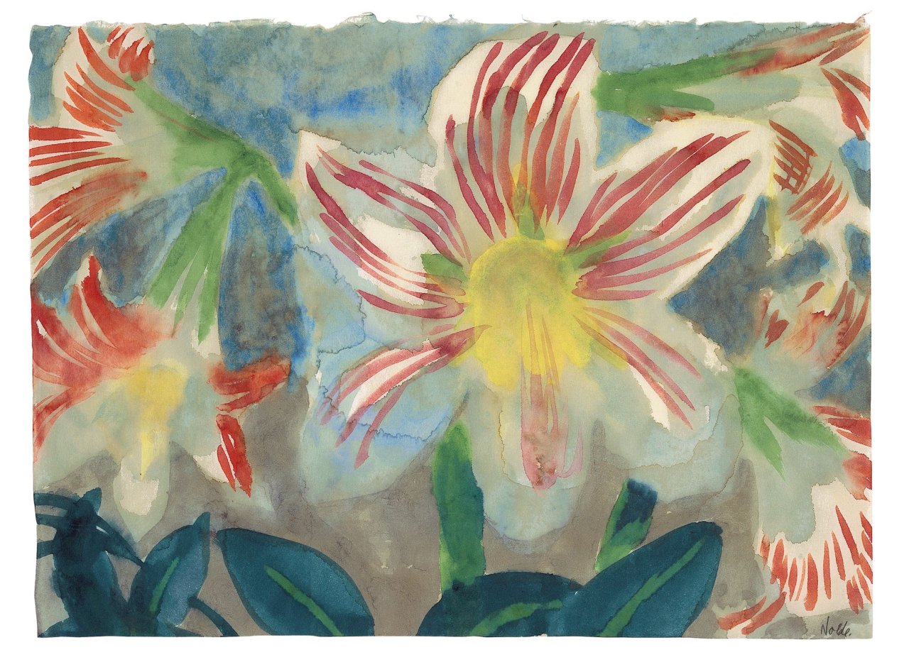 This picture shows the following artwork: Emil Nolde. „Amaryllisblüten“. Circa 1930.