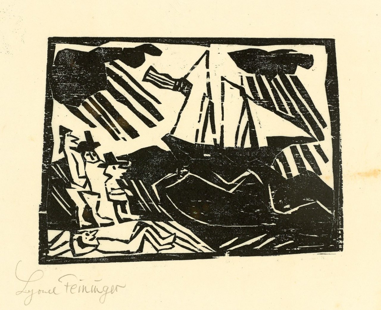 Auf diesem Bild ist das folgende Kunstwerk zu sehen: Lyonel Feininger. „Wettsegeln“. 1918.