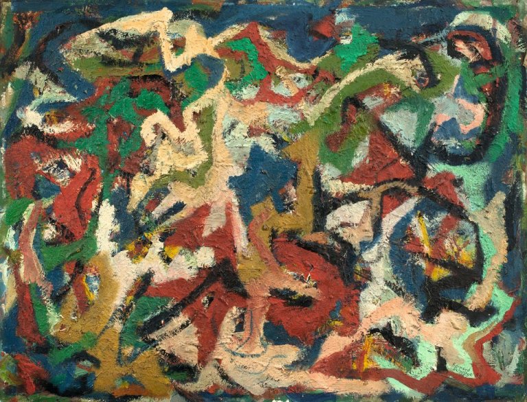 Auf diesem Bild ist das folgende Kunstwerk zu sehen: Bernard Schultze. „Wie Seenlandschaft“. 1952.
