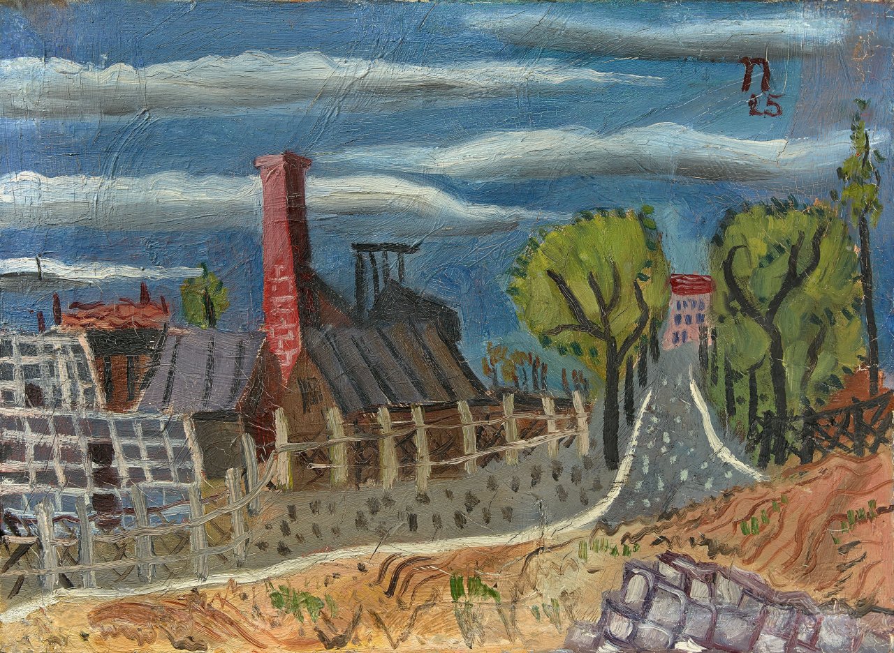 Auf diesem Bild ist das folgende Kunstwerk zu sehen: Ernst Wilhelm Nay. „Landschaft mit Weg. 1925.