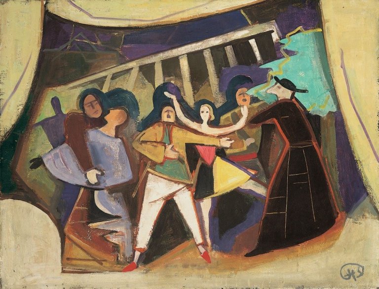 Auf diesem Bild ist das folgende Kunstwerk zu sehen: Karl Hofer. „Zuschauer“. 1951.