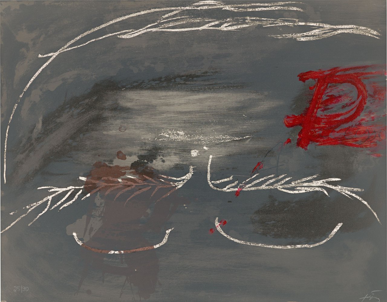Auf diesem Bild ist das folgende Kunstwerk zu sehen: Antoni Tàpies. „Hommage à Picasso“. 1972.