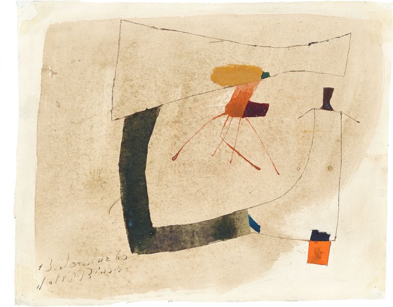Auf diesem Bild ist das folgende Kunstwerk zu sehen: Julius Bissier. „13. Januar 60“. 1960.