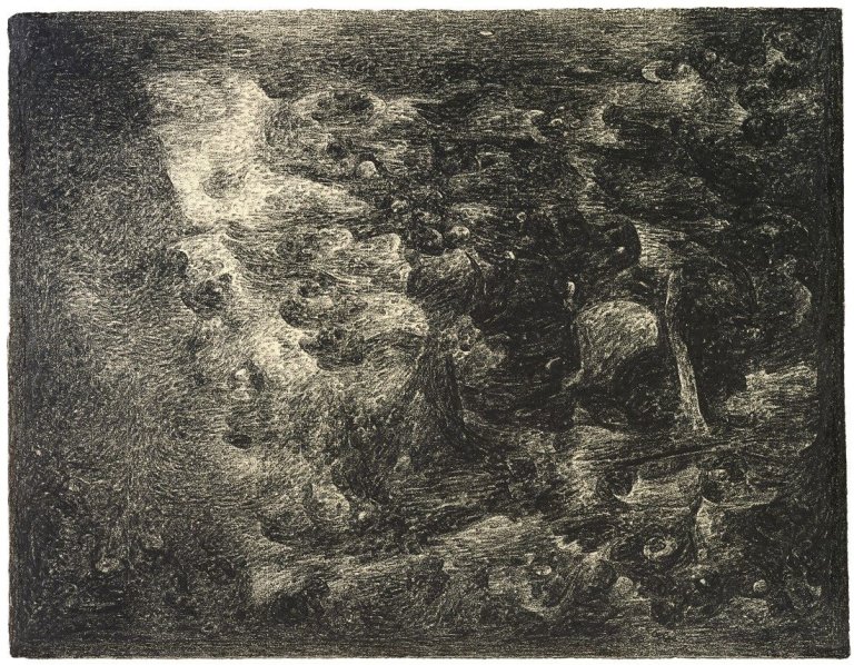 Auf diesem Bild ist das folgende Kunstwerk zu sehen: Richard Oelze. „Zeichnung (Kohre-Serie)“. 1959.