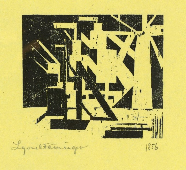 Auf diesem Bild ist das folgende Kunstwerk zu sehen: Lyonel Feininger. „Schiffe und Sonne, 5“. 1918.