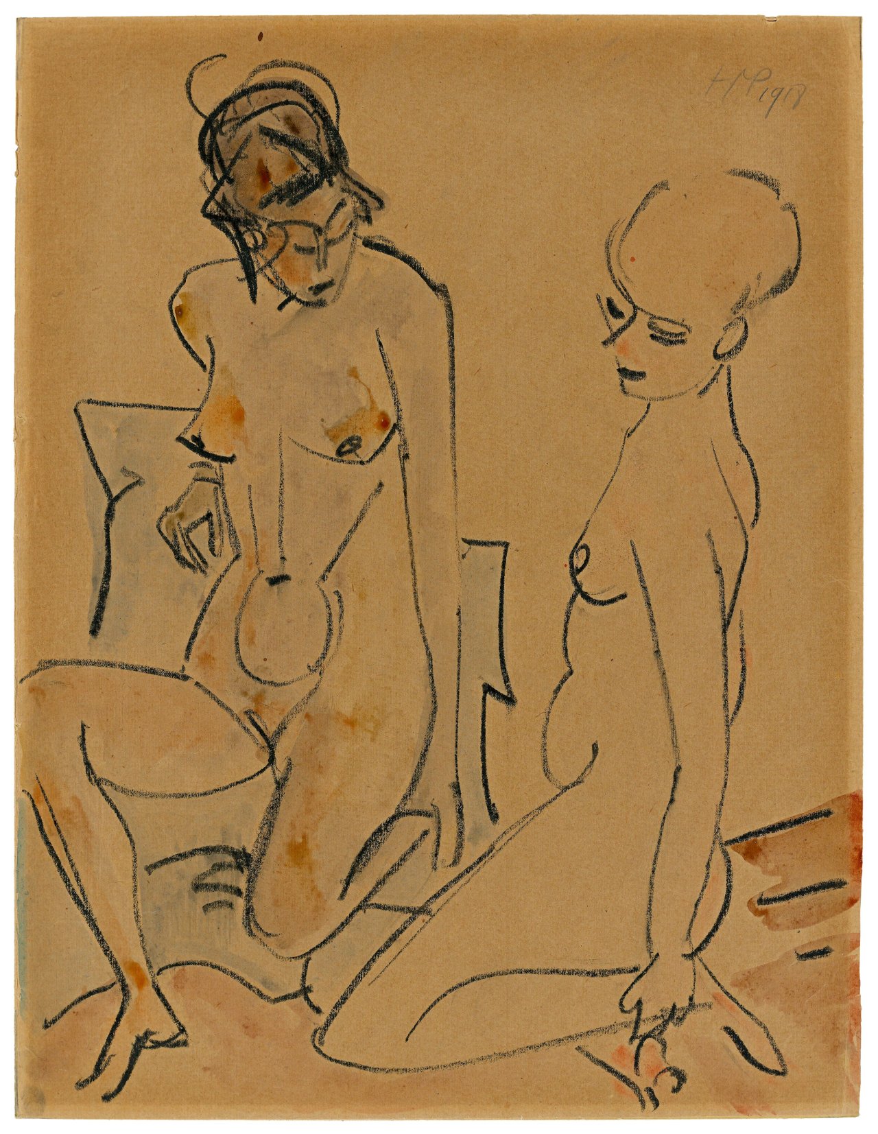 Auf diesem Bild ist das folgende Kunstwerk zu sehen: Max Pechstein. Zwei weibliche Akte. 1918.