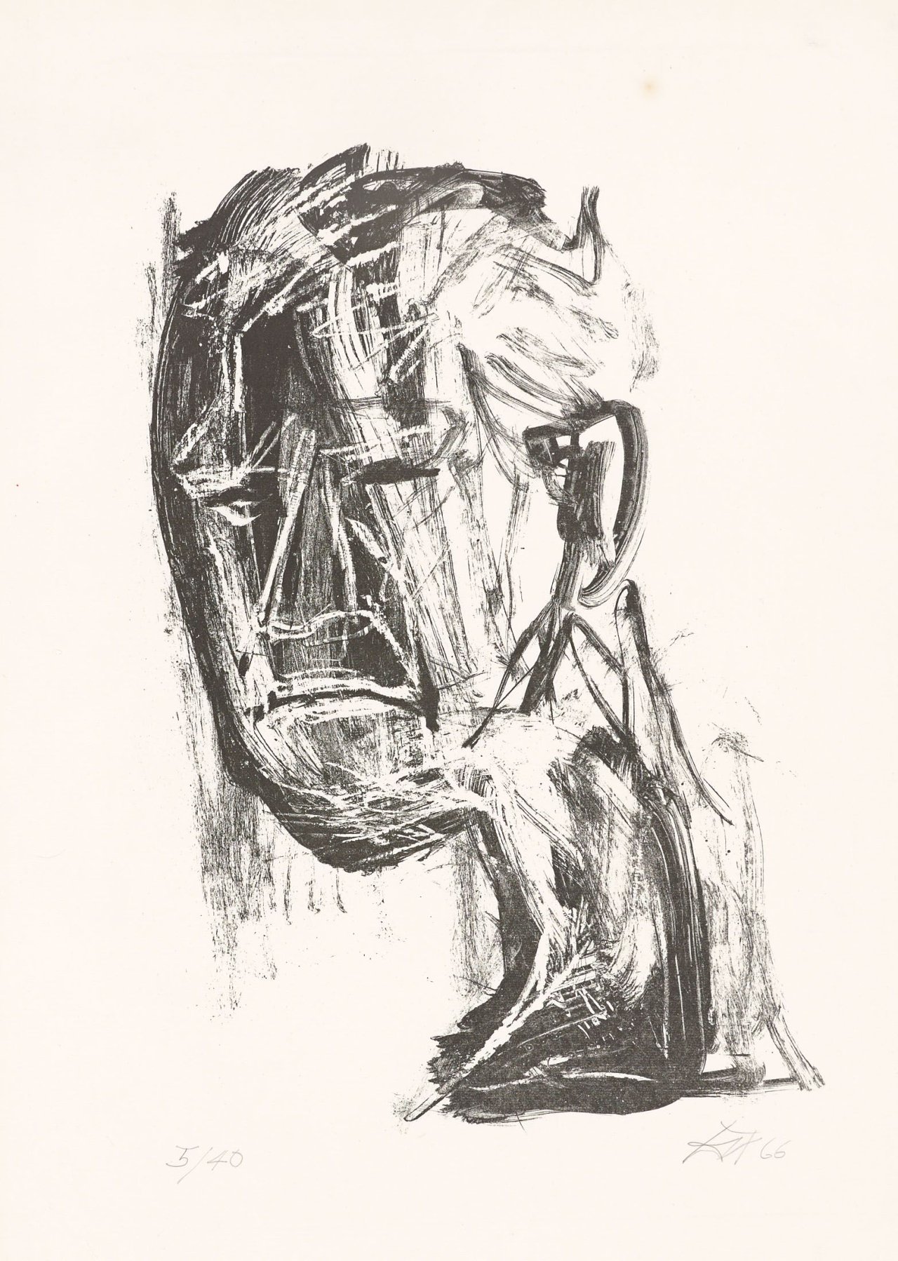 Auf diesem Bild ist das folgende Kunstwerk zu sehen: Otto Dix. „Selbstbildnis (mit dunklem Gesicht, nach links)“. 1966.