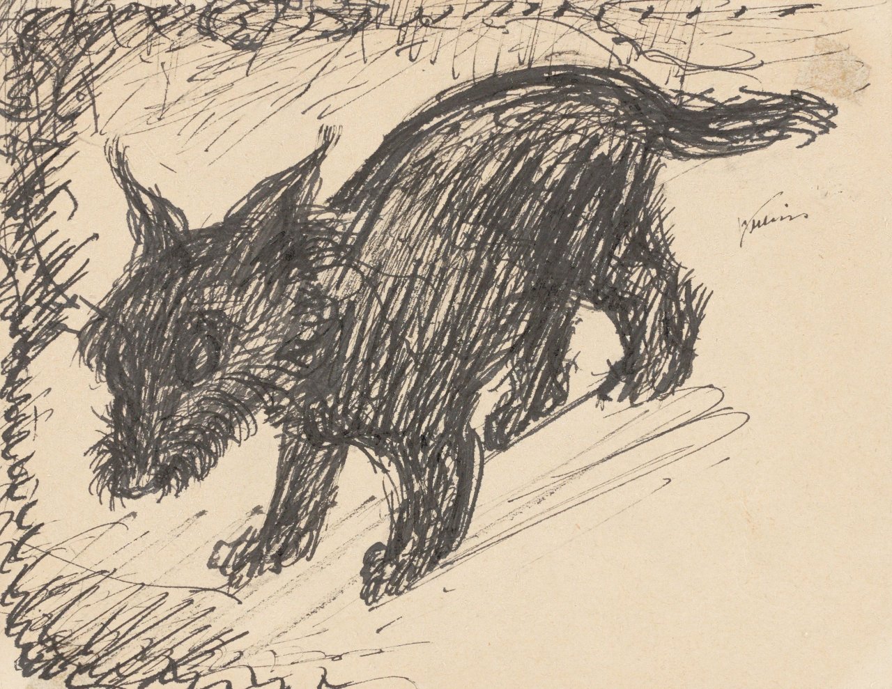 This picture shows the following artwork: Alfred Kubin. The dog from hell.
